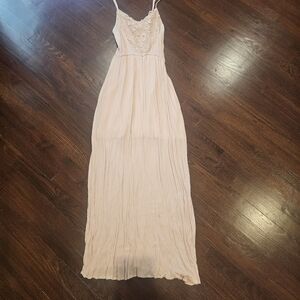 Vintage Peach Lace Maxi Dress